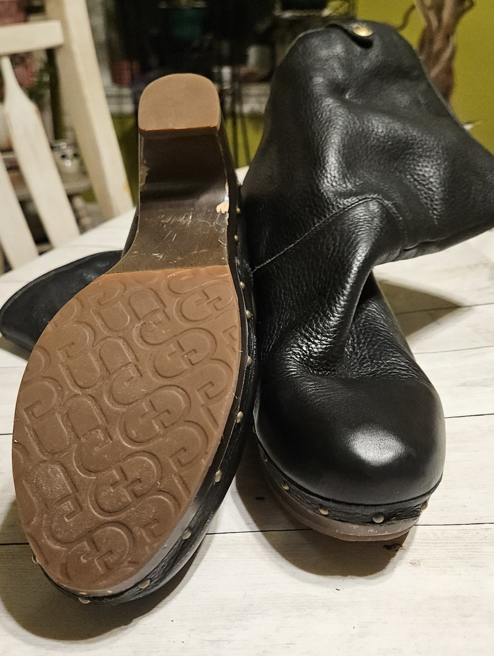UGG Black Leather Studded Clog Booties - Picture 3 of 6